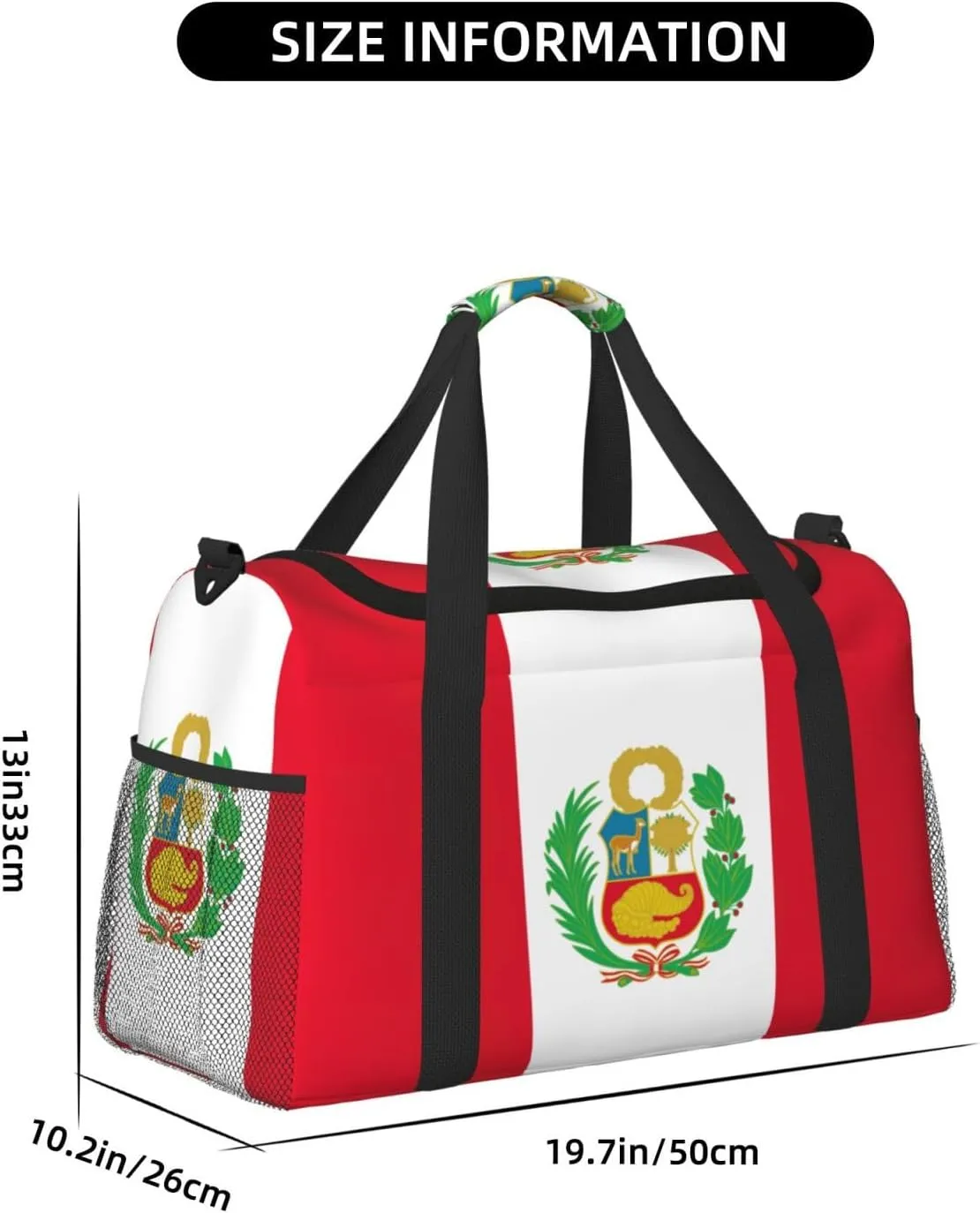 Flag Of Peru Travel Bag, Weekender Bags For Women Men For Outdoor Adventures, Ideal For Camping And Hiking