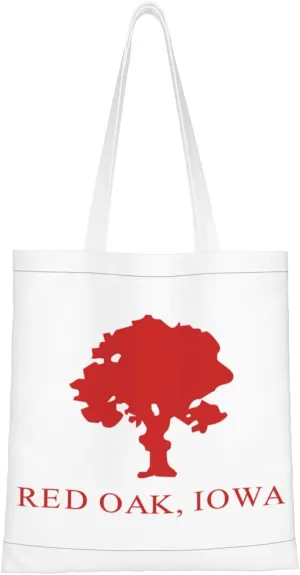 Flag Of Red Oak, Iowa Tote Bag for Women Canvas Shopping Bags Reusable Large Capacity Casual Shoulder Handbags Grocery Bags DIY Gift Bags