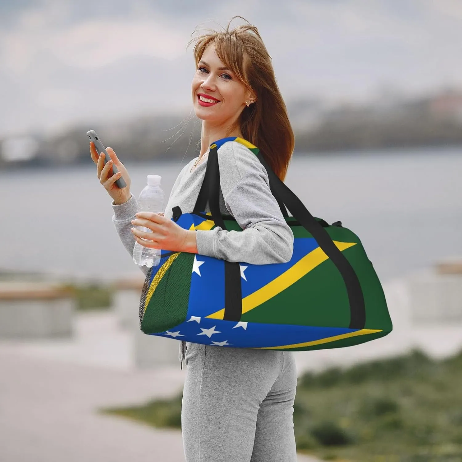 Flag Of Solomon Travel Duffel Bag Large Foldable Waterproof Overnight Bag For Beach Swim Bags Pool Sports Gym