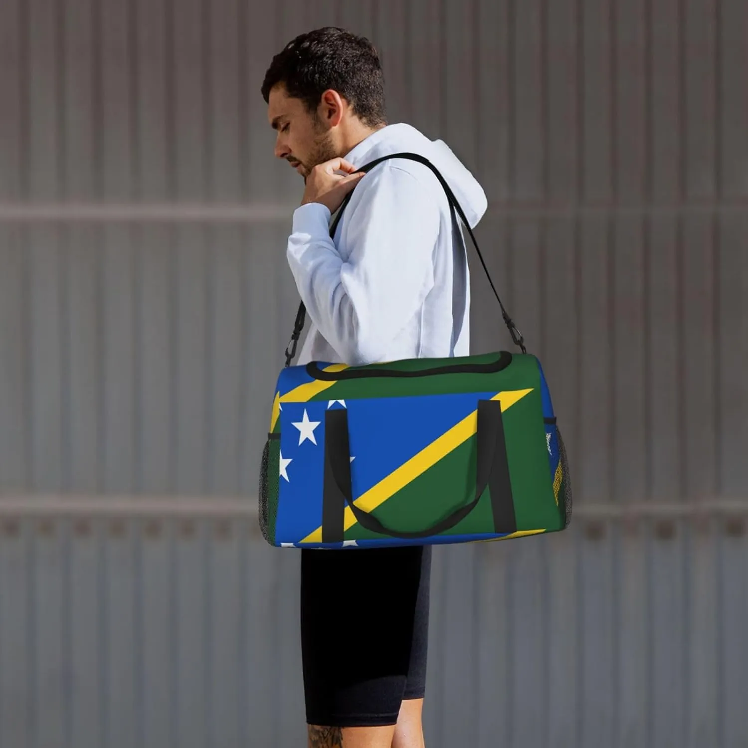 Flag Of Solomon Travel Duffel Bag Large Foldable Waterproof Overnight Bag For Beach Swim Bags Pool Sports Gym