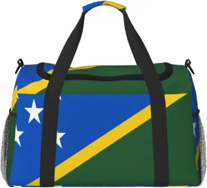 Flag Of Solomon Travel Duffel Bag Large Foldable Waterproof Overnight Bag For Beach Swim Bags Pool Sports Gym