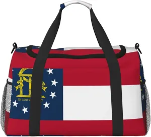 Flag Of State Georgia Travel Duffel Bag Large Foldable Waterproof Overnight Bag For Beach Swim Bags Pool Sports Gym