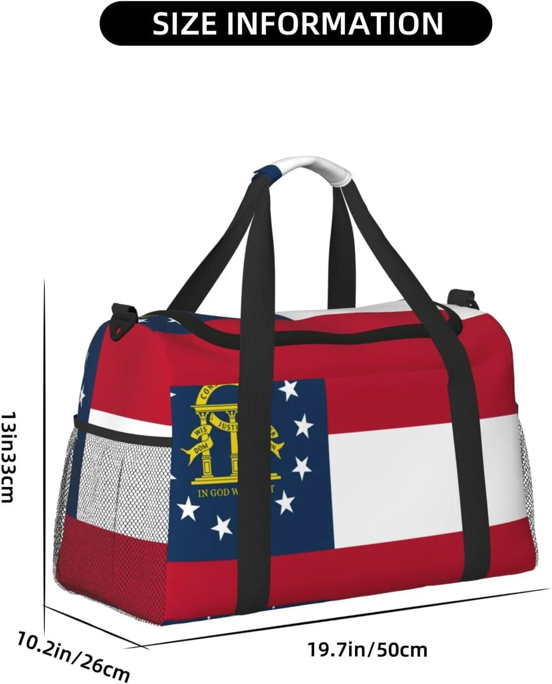 Flag Of State Georgia Travel Duffel Bag Large Foldable Waterproof Overnight Bag For Beach Swim Bags Pool Sports Gym