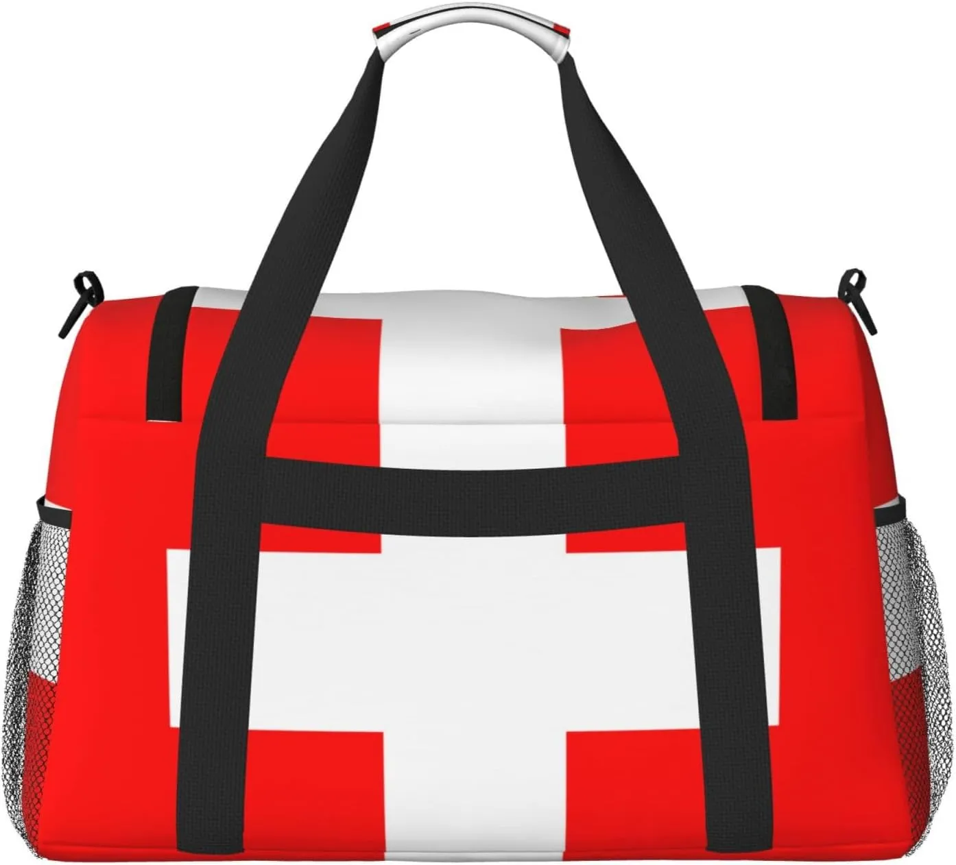 Flag Of Switzerland Travel Duffel Bag Large Foldable Waterproof Overnight Bag For Beach Swim Bags Pool Sports Gym