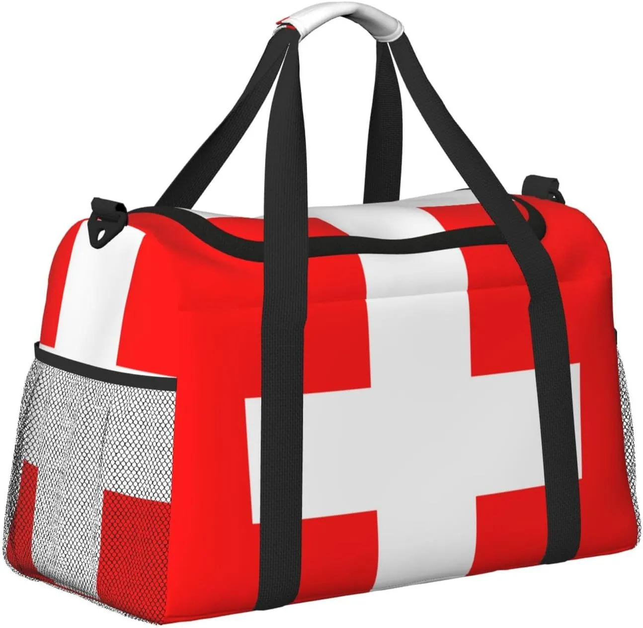 Flag Of Switzerland Travel Duffel Bag Large Foldable Waterproof Overnight Bag For Beach Swim Bags Pool Sports Gym