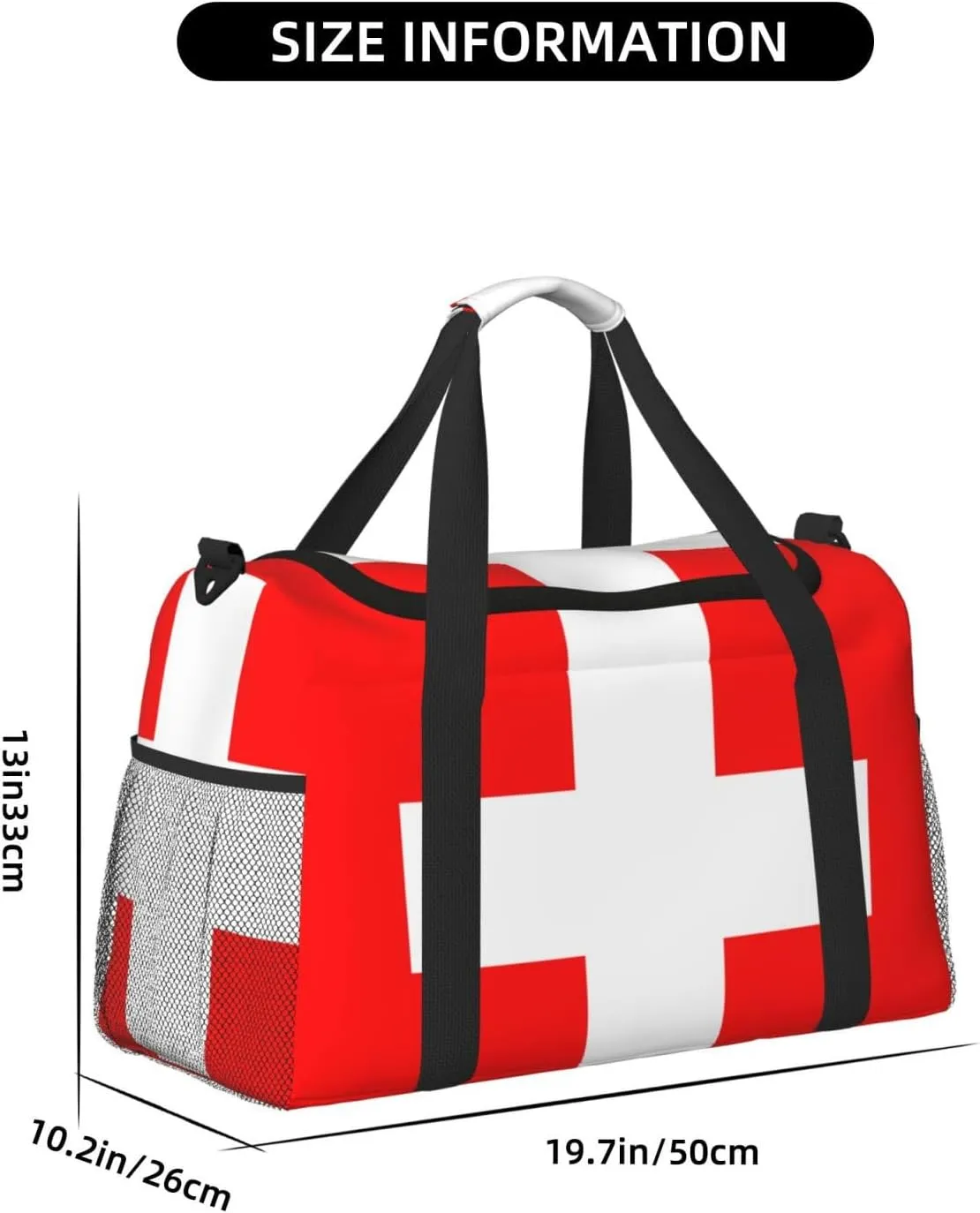 Flag Of Switzerland Travel Duffel Bag Large Foldable Waterproof Overnight Bag For Beach Swim Bags Pool Sports Gym