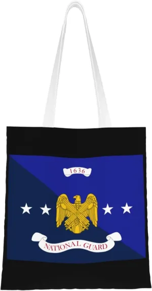 Flag of the National Guard Bureau Tote Bag for Women Canvas Shopping Bags Reusable Large Capacity Casual Shoulder Handbags Grocery Bags DIY Gift Bags