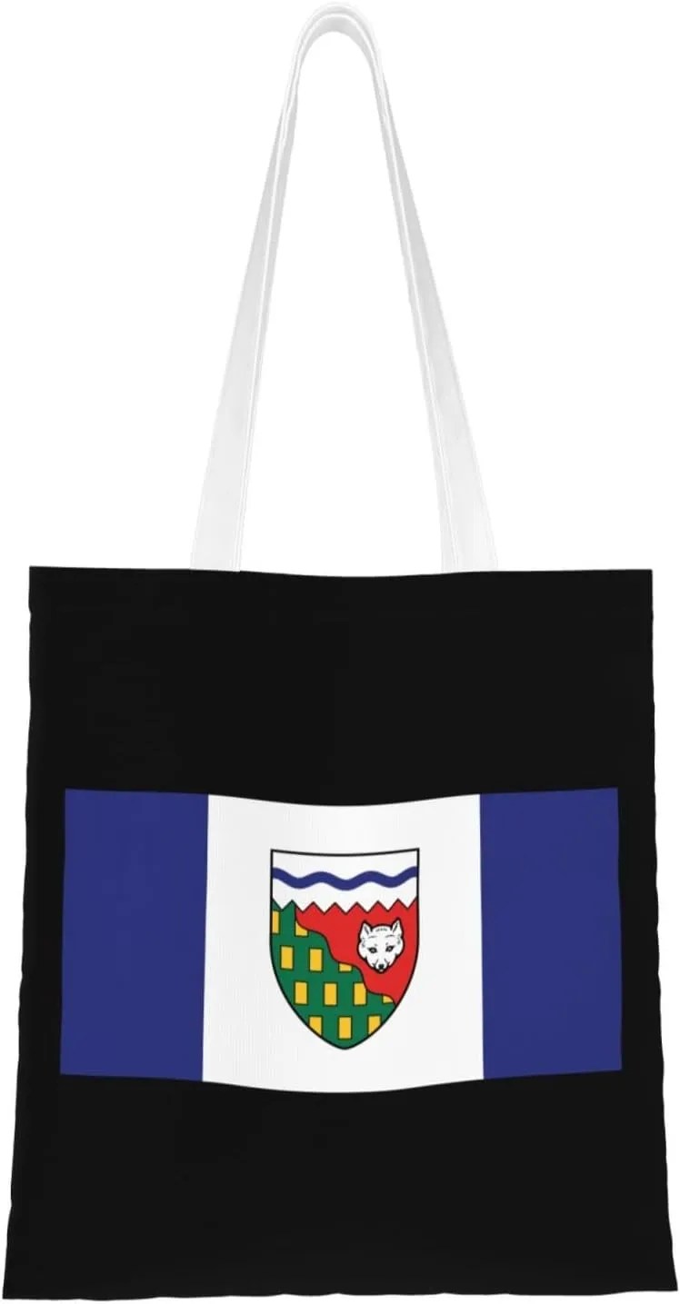 Flag of the Northwest Territories Tote Bag for Women Canvas Shopping Bags Reusable Large Capacity Casual Shoulder Handbags Grocery Bags DIY Gift Bags