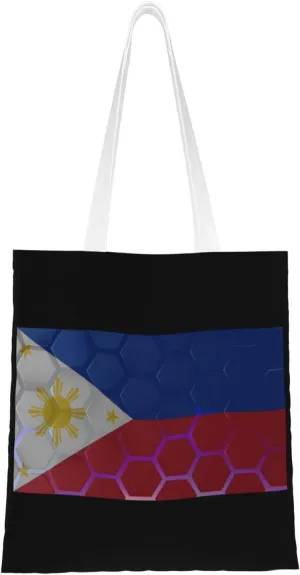 Flag Of The Philippines Tote Bag for Women Canvas Shopping Bags Reusable Large Capacity Casual Shoulder Handbags Grocery Bags DIY Gift Bags