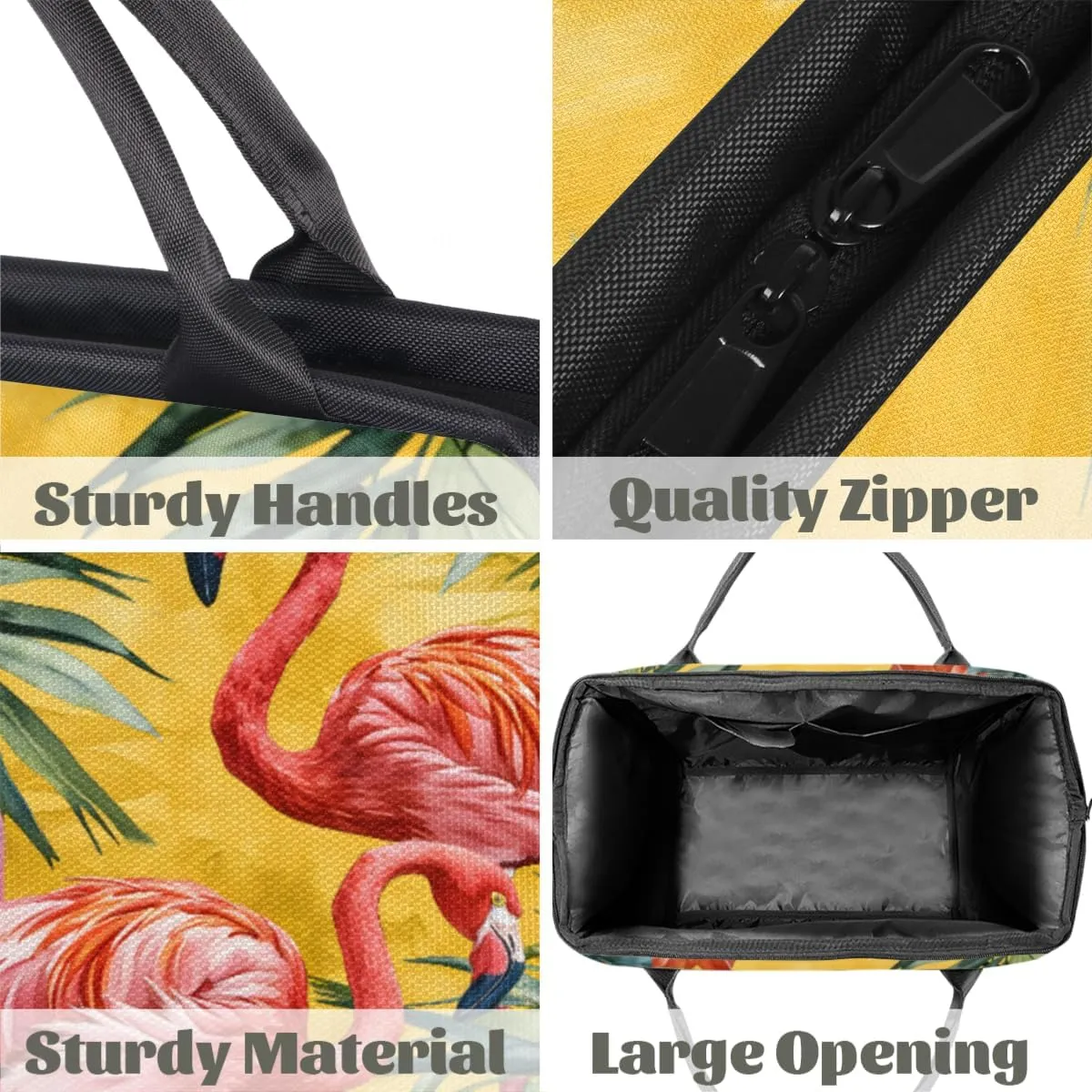 Flamingo Animal Leaf Duffelbag Waterproof Polyester Overnight Weekend Bags Fitness Travel Sports Bag Airplane Carry-on Bag for Gym Beach Travel Daily Shopping