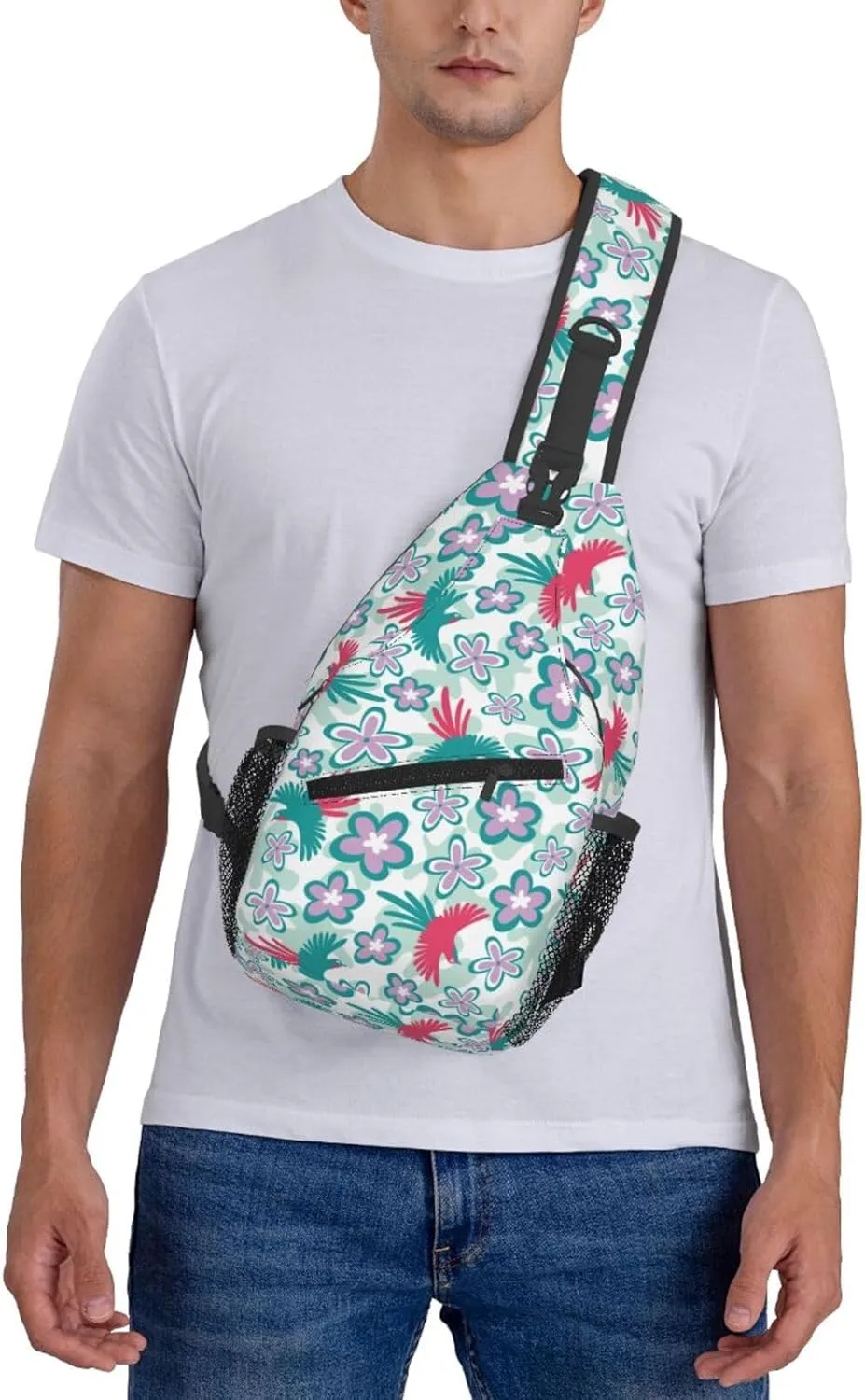 Flowers Chest Bags Crossbody Sling Bag Shoulder Bag Travel Hiking Daypack For Men Women