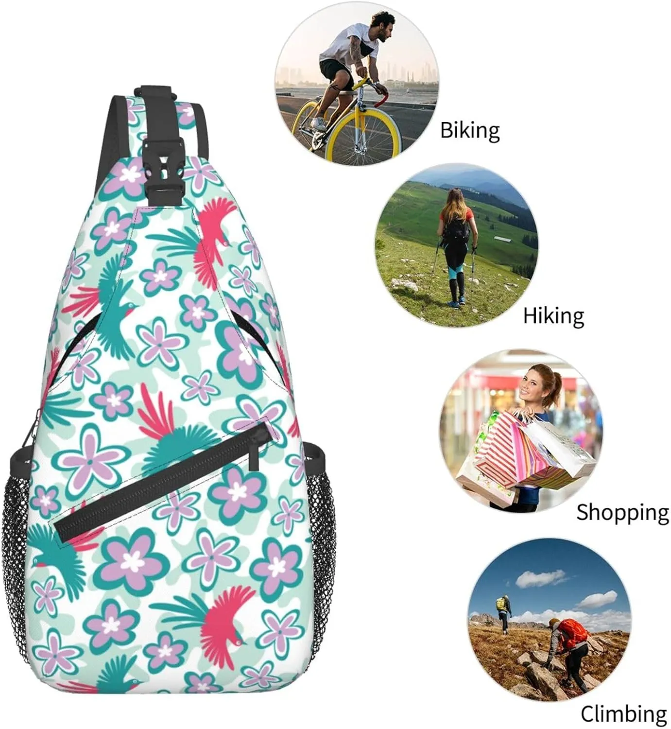 Flowers Chest Bags Crossbody Sling Bag Shoulder Bag Travel Hiking Daypack For Men Women