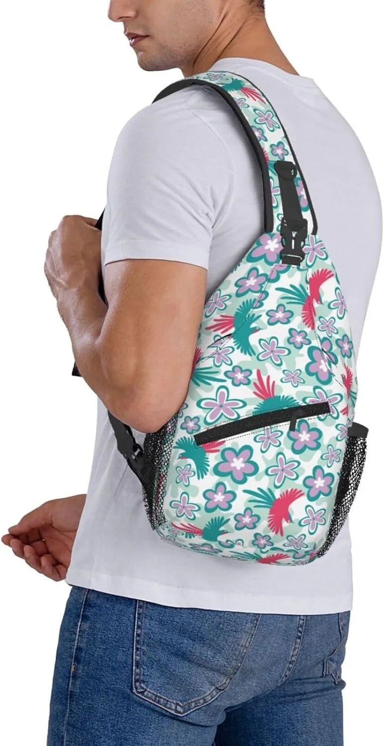 Flowers Chest Bags Crossbody Sling Bag Shoulder Bag Travel Hiking Daypack For Men Women