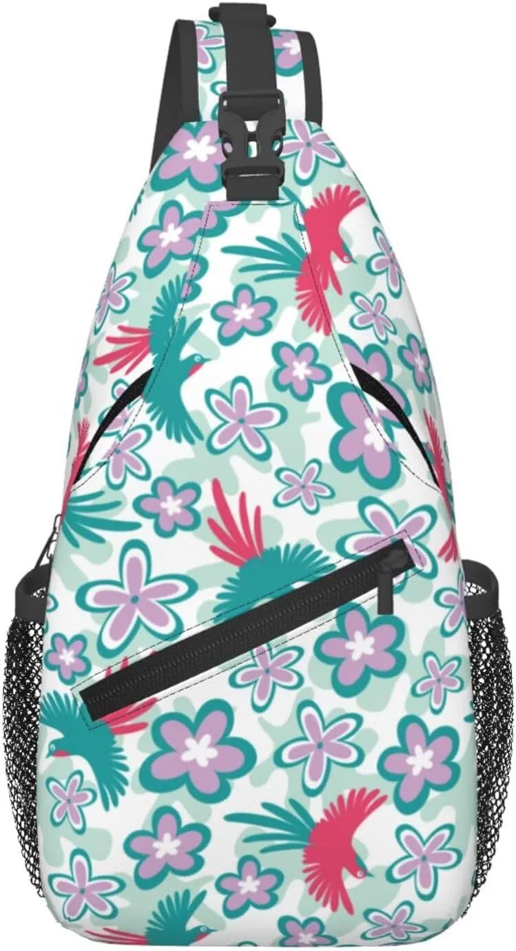 Flowers Chest Bags Crossbody Sling Bag Shoulder Bag Travel Hiking Daypack For Men Women