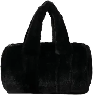 Fluffy Purse for Women Furry Cylindrical Handbag Faux Fur Small Totes Cute Fuzzy Ladies Purse Satchel for Winter Fall