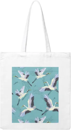 Flying Cranes Print Canvas Tote Bag Reusable Tote Shoulder Bag for Vacation, Shopping, Work, Gym