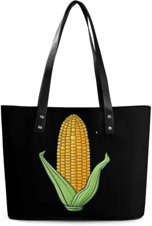 Food Corn Leather Handbags for Women Shoulder Tote Crossbody Travel Purses with Zippered