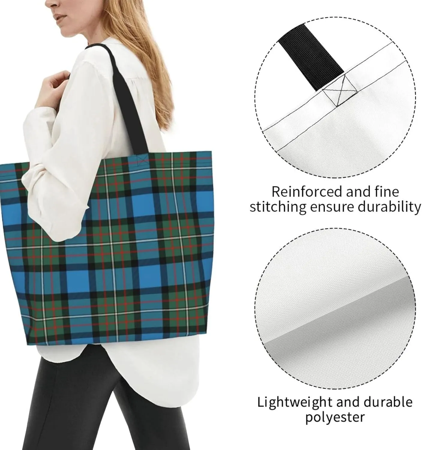 Forbes Ancient Tartan Tote Bag For Women Weekender Travel Bag Reusable Grocery Bags Large Totes Handbags