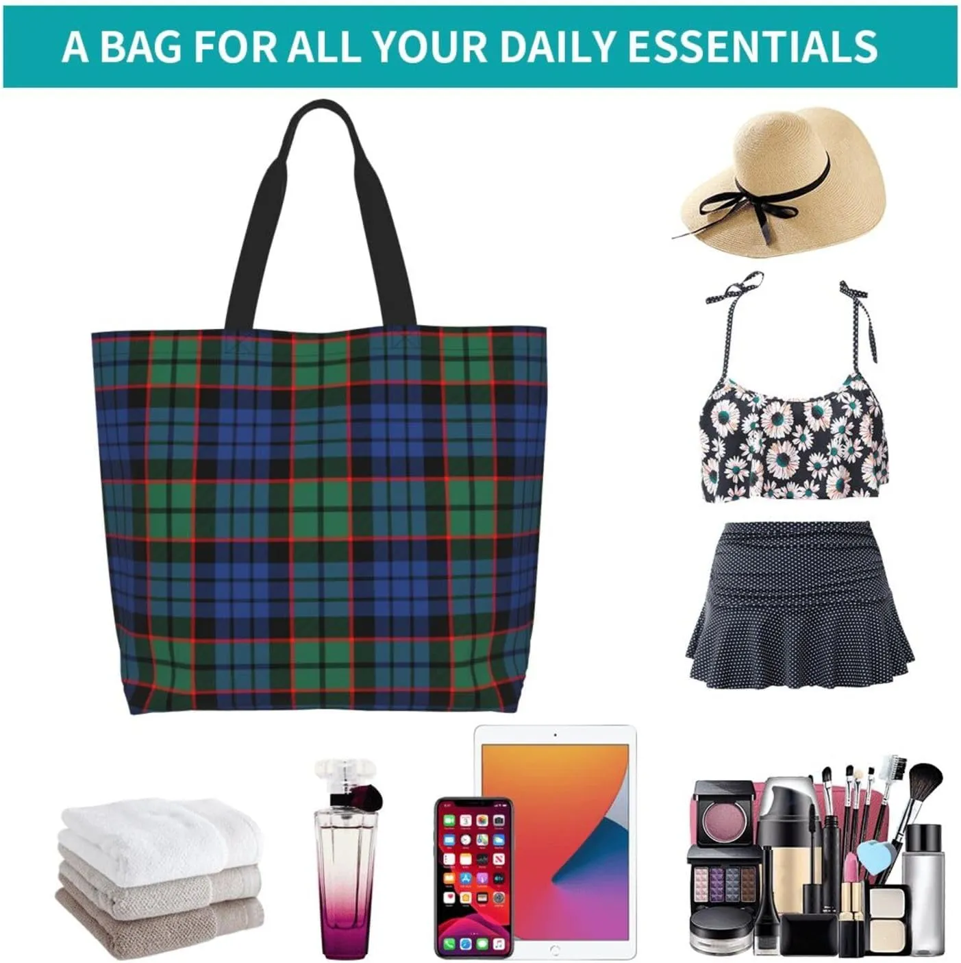 Forbes Ancient Tartan Tote Bag For Women Weekender Travel Bag Reusable Grocery Bags Large Totes Handbags