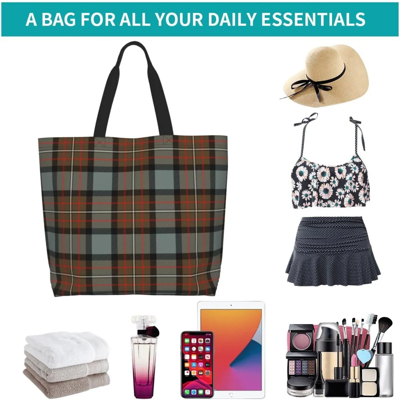 Forbes Ancient Tartan Tote Bag For Women Weekender Travel Bag Reusable Grocery Bags Large Totes Handbags