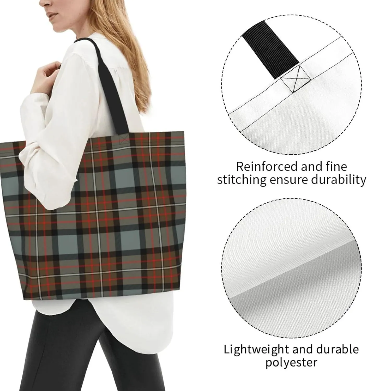 Forbes Ancient Tartan Tote Bag For Women Weekender Travel Bag Reusable Grocery Bags Large Totes Handbags