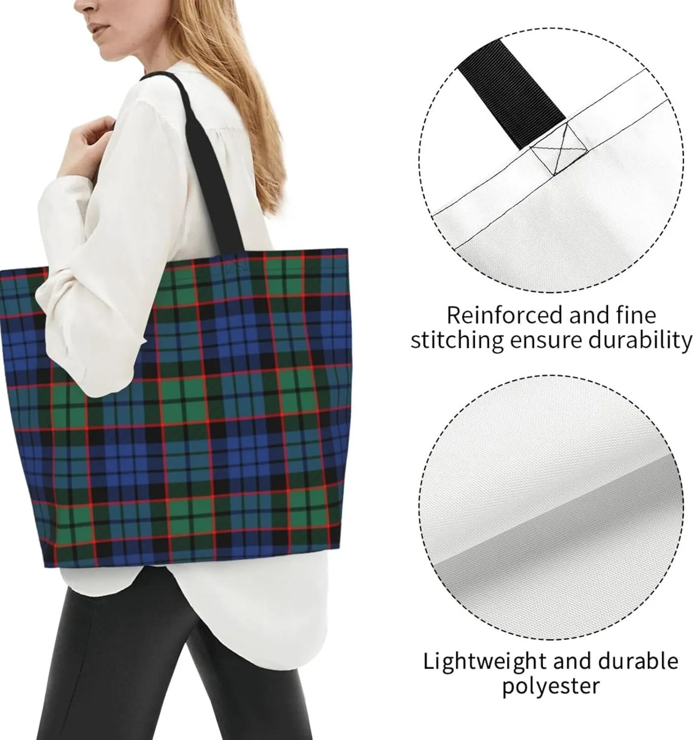 Forbes Ancient Tartan Tote Bag For Women Weekender Travel Bag Reusable Grocery Bags Large Totes Handbags