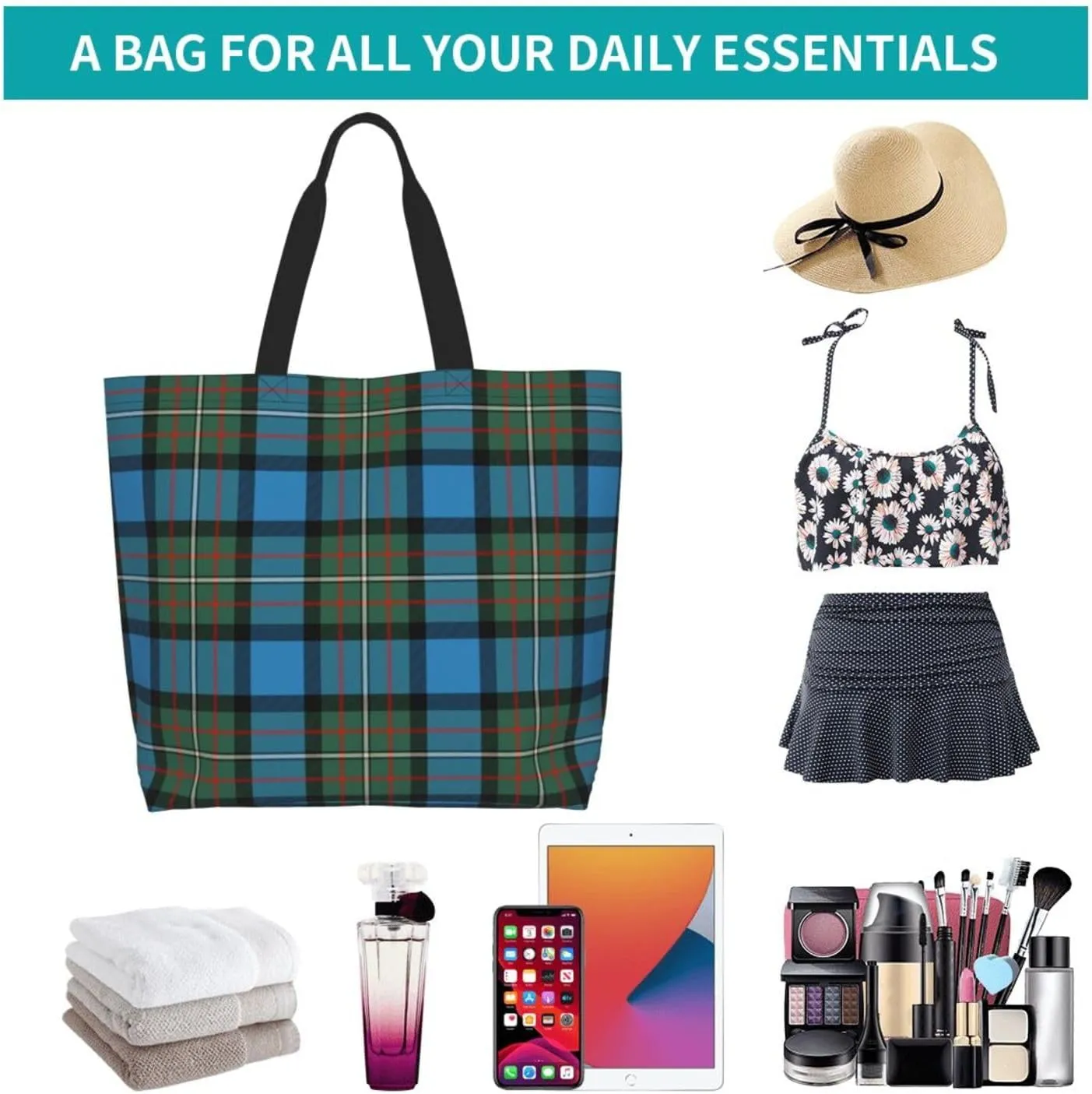 Forbes Ancient Tartan Tote Bag For Women Weekender Travel Bag Reusable Grocery Bags Large Totes Handbags