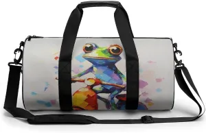 Frog Cycling Painting Novelty Large Duffel Bag Lightweight Gym Bag Travel Tote Bags