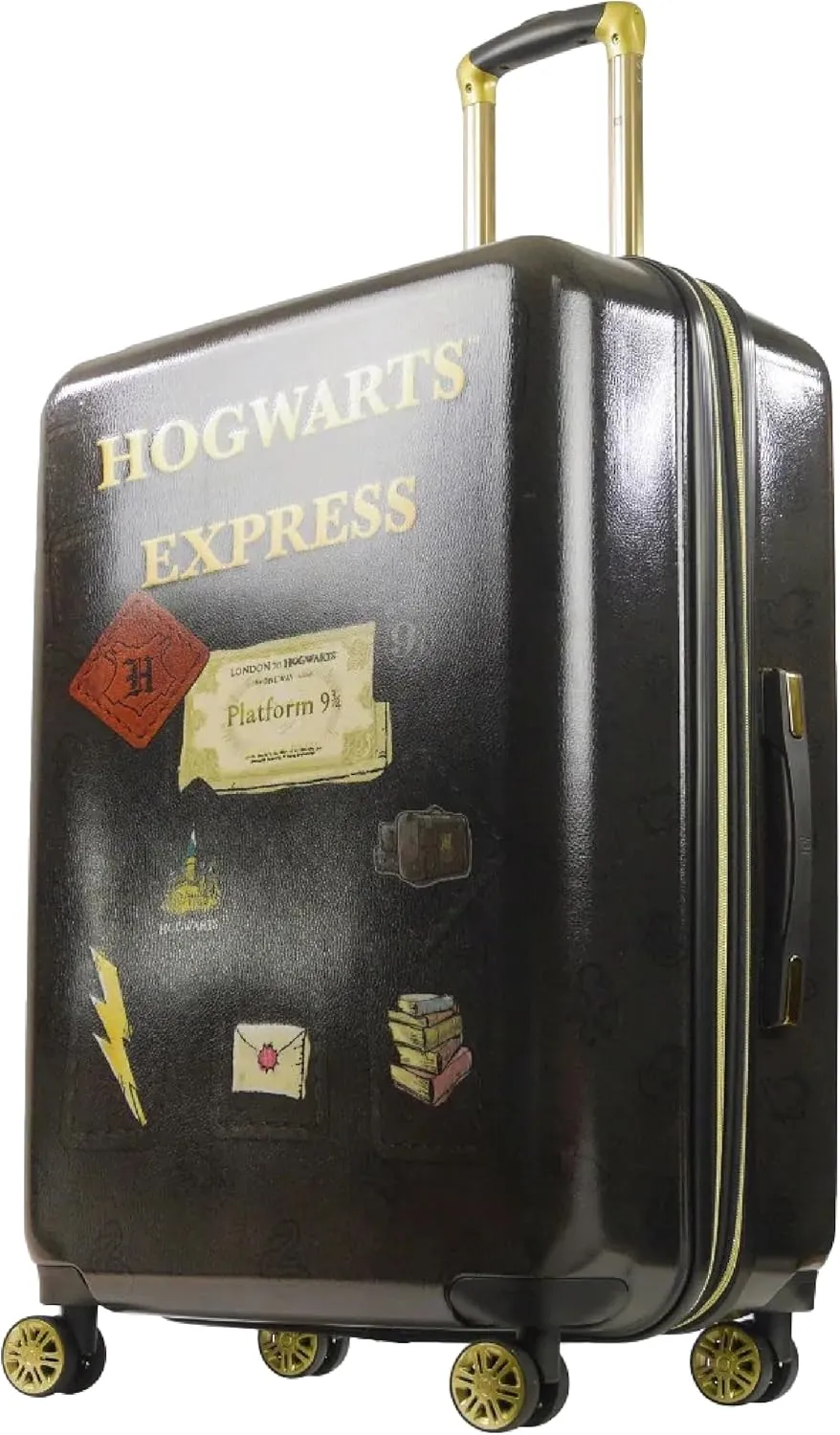 FUL Harry Potter Rolling Luggage, Hogwarts Express Hardshell Suitcase with Spinner Wheels, Black, 29 Inch