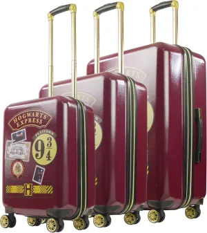 FUL Harry Potter Rolling Luggage, Hogwarts Express Hardshell Suitcase with Spinner Wheels, Burgundy, 3 Piece Set