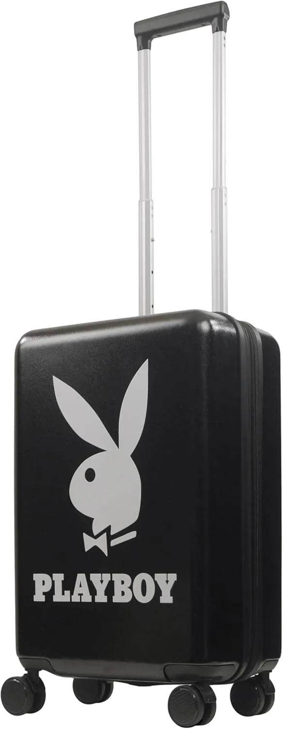 FUL Playboy 22.5 Inch Carry-On Luggage, Hardshell Rolling Suitcase with Spinner Wheels, Black, Medium