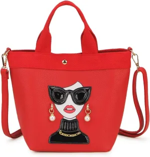 Funky Lady Face Purse for Women Casual Shopping Bag Top Handle Satchel Handbags Pu Leather Shoulder Bag Totes