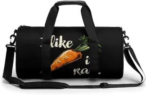 Funny Joke I Like It Raw Carrot Large Gym Bag Novelty Lightweight Duffel Bag Travel Tote Bags