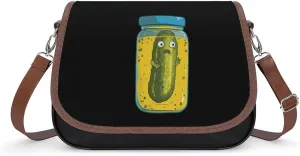 Funny Pickle in A Glass Jar Crossbody Bags for Women Shoulder Bag Flap Handbags Leather Cross Body Purse