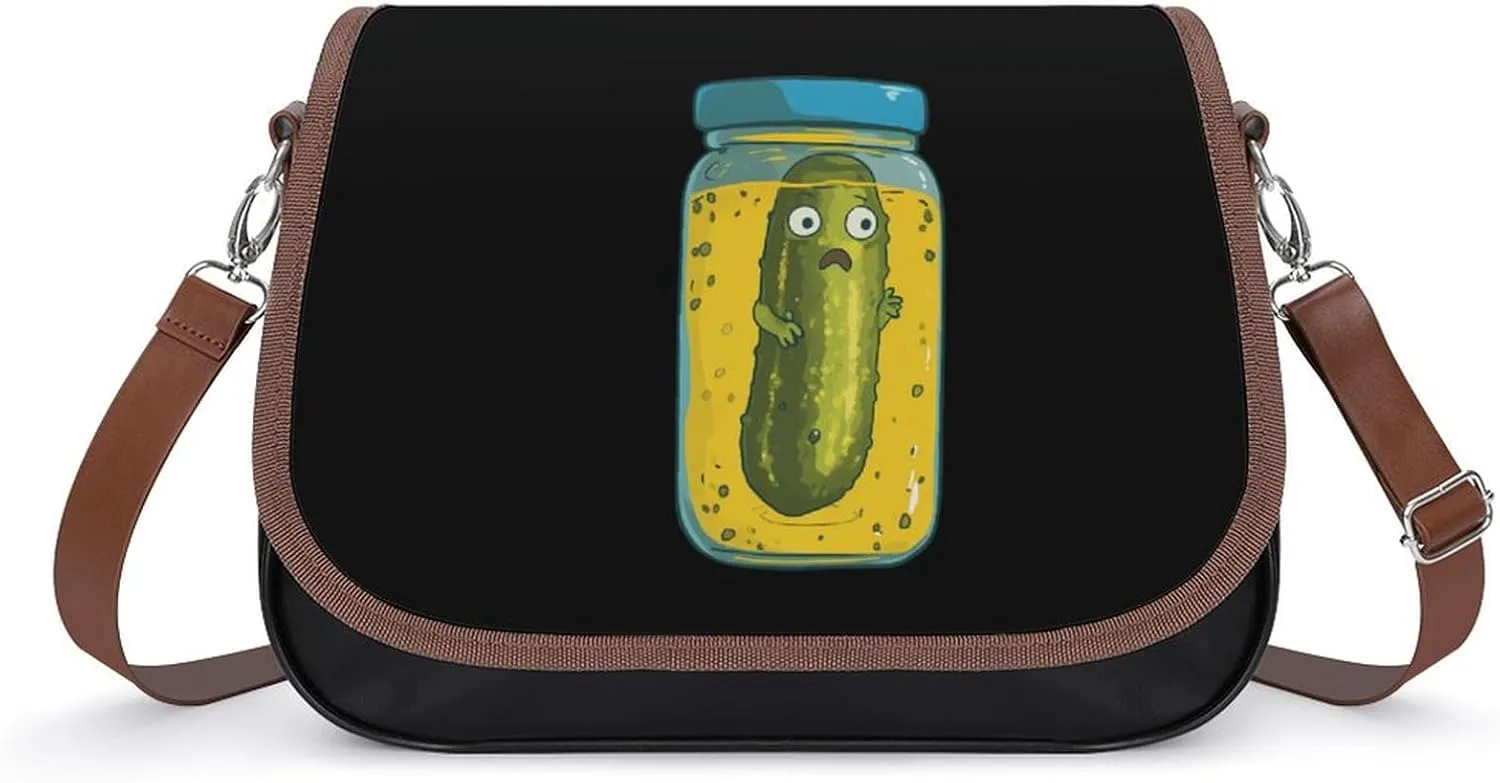 Funny Pickle in A Glass Jar Crossbody Bags for Women Shoulder Bag Flap Handbags Leather Cross Body Purse