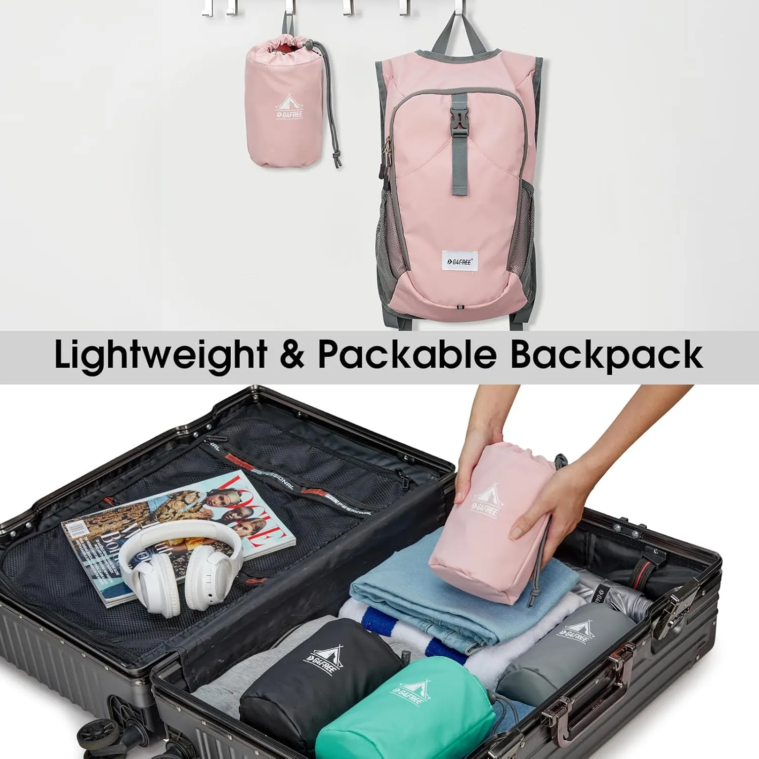G4Free 10L Hiking Backpack, Lightweight Small Hiking Daypack Outdoor Travel Foldable Shoulder Bag