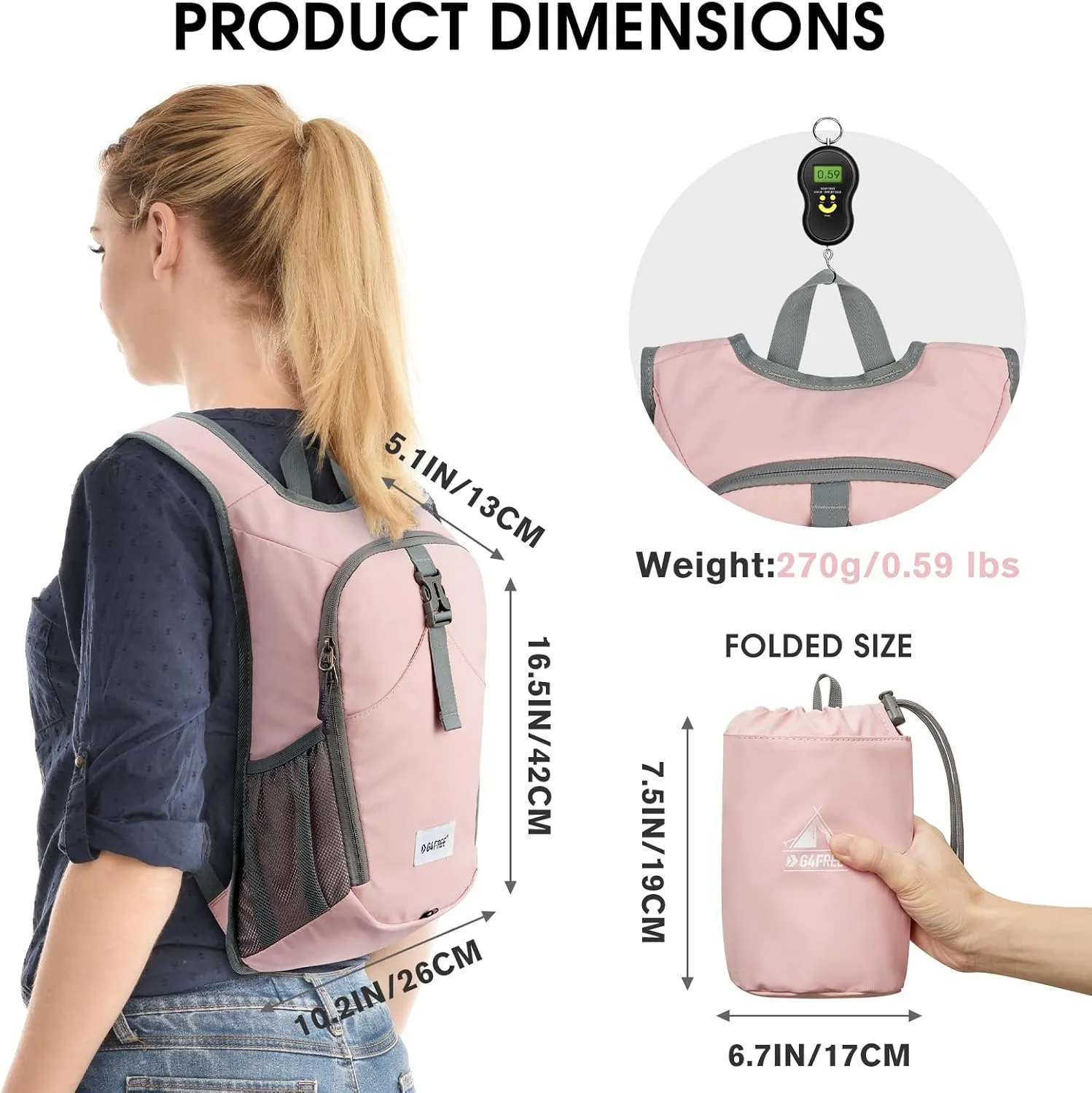 G4Free 10L Hiking Backpack, Lightweight Small Hiking Daypack Outdoor Travel Foldable Shoulder Bag