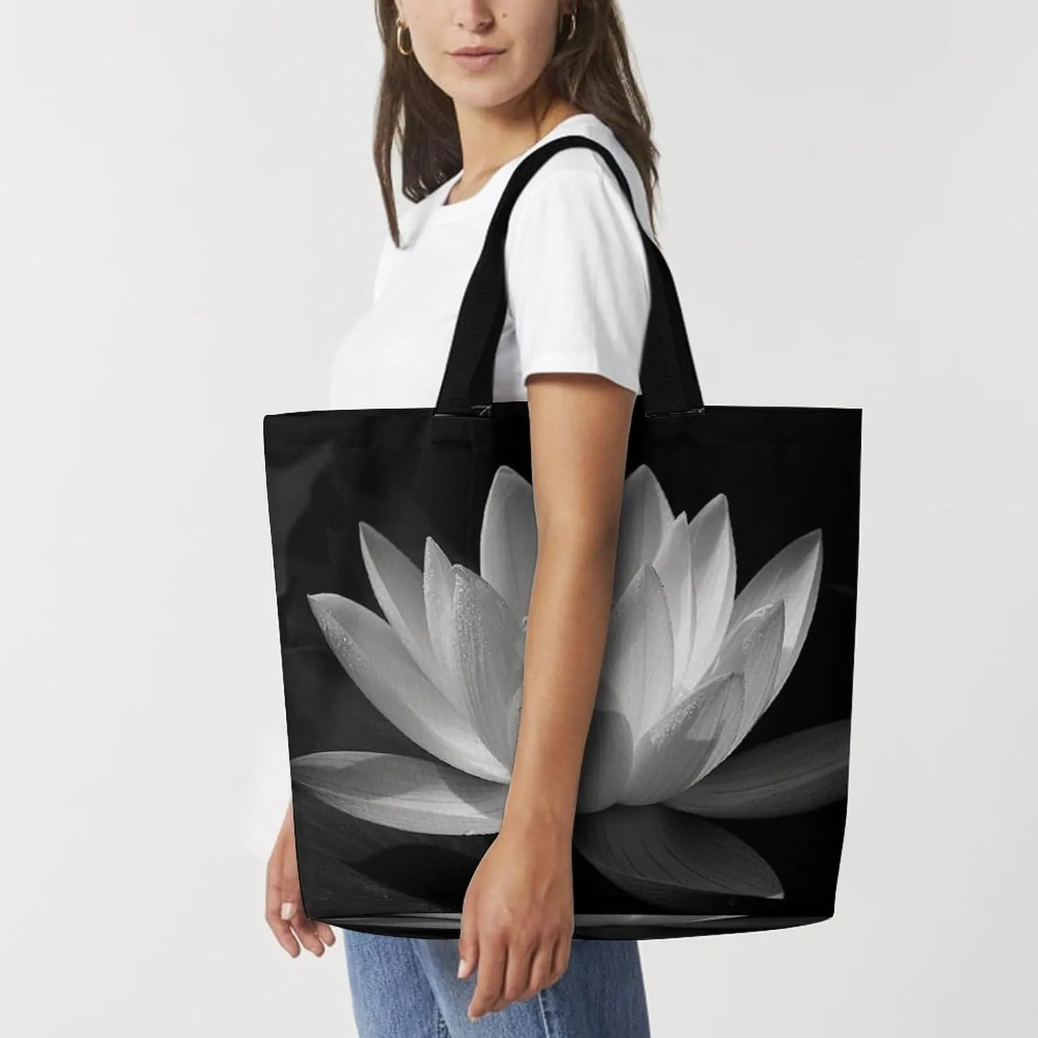 Gardenia Flowers Birds Tote Bags, Reusable Grocery Bags, Large Shopping Bags, Beach Bag, Shoulder Bag for Women