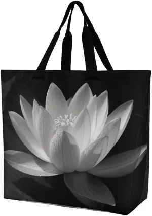 Gardenia Flowers Birds Tote Bags, Reusable Grocery Bags, Large Shopping Bags, Beach Bag, Shoulder Bag for Women