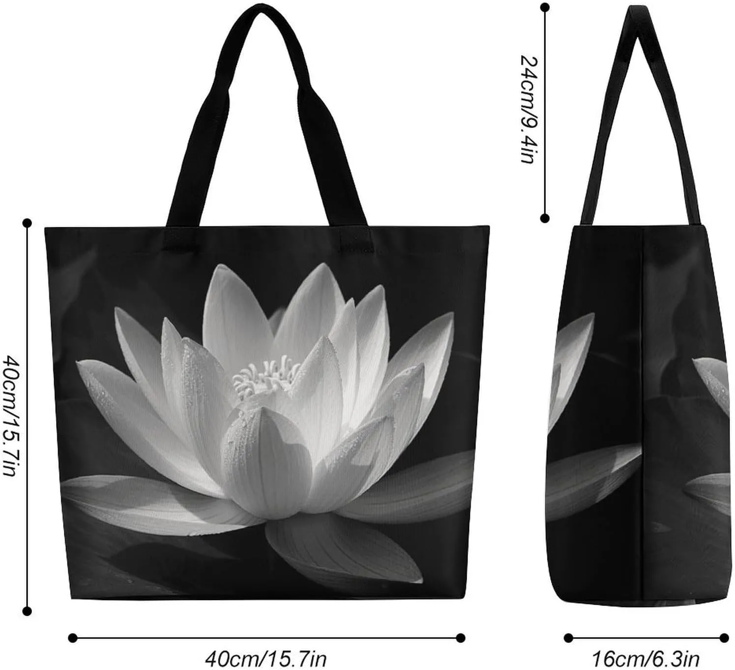 Gardenia Flowers Birds Tote Bags, Reusable Grocery Bags, Large Shopping Bags, Beach Bag, Shoulder Bag for Women