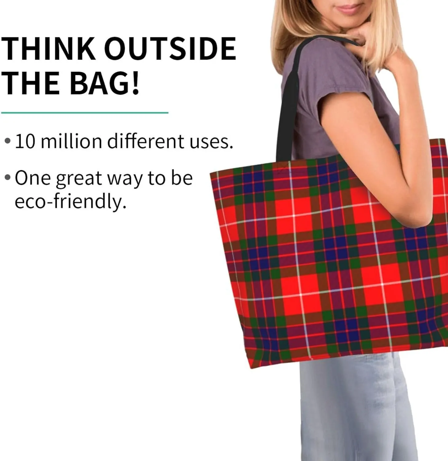 Georgia Tartan Tote Bag For Women Weekender Travel Bag Reusable Grocery Bags Large Totes Handbags