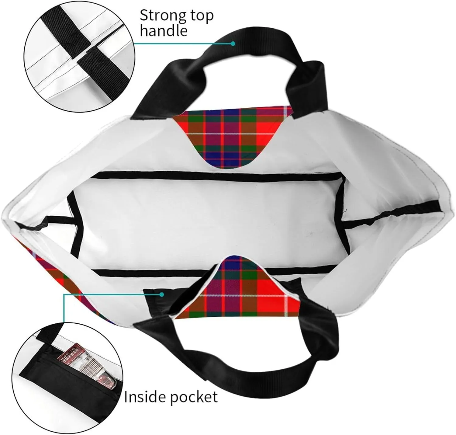 Georgia Tartan Tote Bag For Women Weekender Travel Bag Reusable Grocery Bags Large Totes Handbags