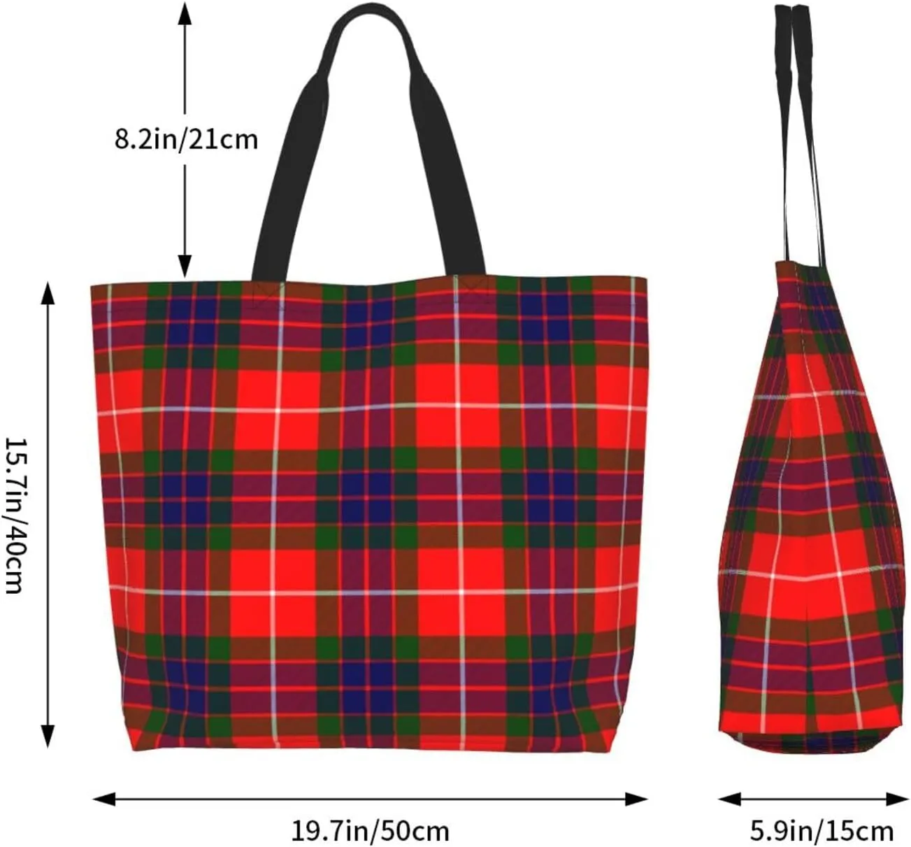 Georgia Tartan Tote Bag For Women Weekender Travel Bag Reusable Grocery Bags Large Totes Handbags
