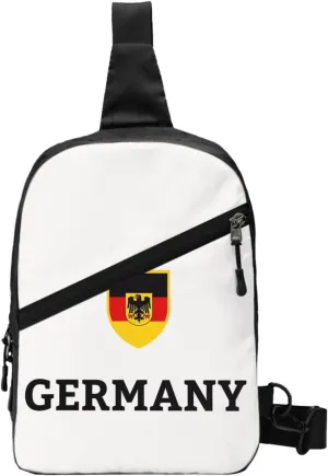 Germany German Football Soccer Flag Packable Crossbody Bag Portable Sling Bags Foldable Travel Daypack Reusable Sports Shoulder Backpack Diagonally Chest Bag for Workout