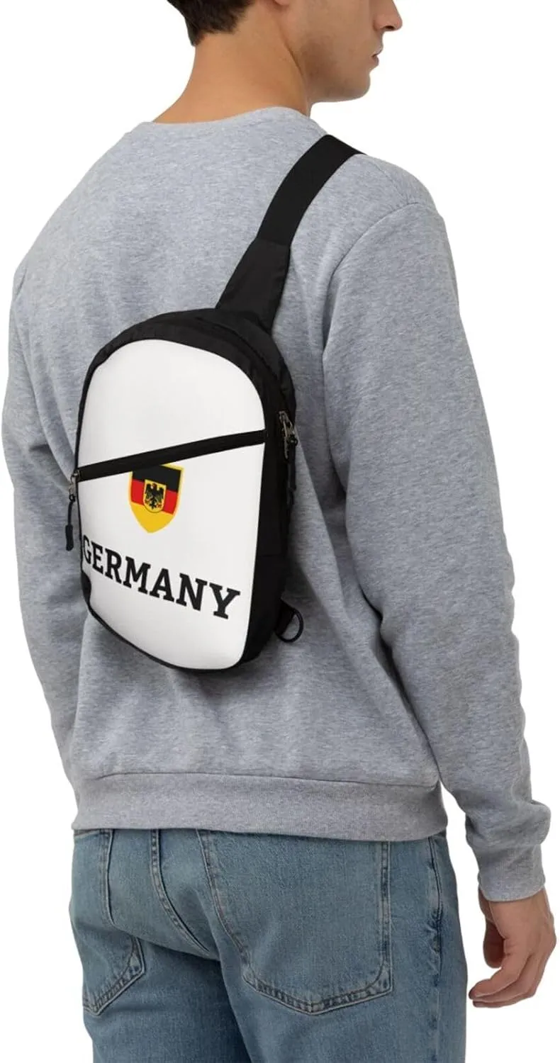 Germany German Football Soccer Flag Packable Crossbody Bag Portable Sling Bags Foldable Travel Daypack Reusable Sports Shoulder Backpack Diagonally Chest Bag for Workout