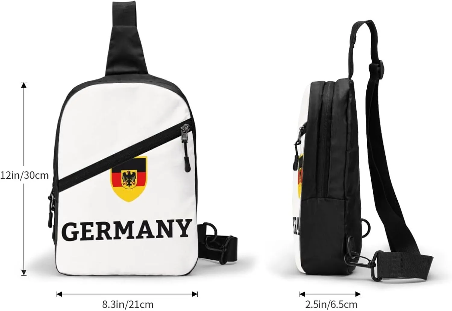 Germany German Football Soccer Flag Packable Crossbody Bag Portable Sling Bags Foldable Travel Daypack Reusable Sports Shoulder Backpack Diagonally Chest Bag for Workout