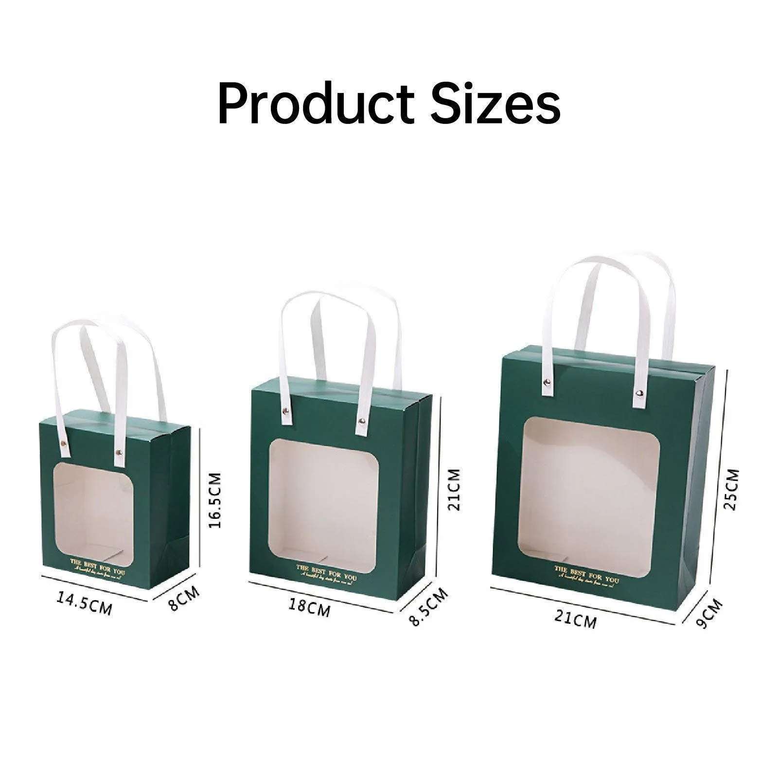 Gift Presentation with Window Gift Bags 3 Colors 20PCS