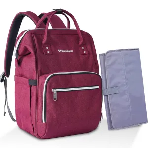 Girls Diaper Bag Backpack with Portable Changing Pad,Large Baby Nappy Backpack,Burgundy