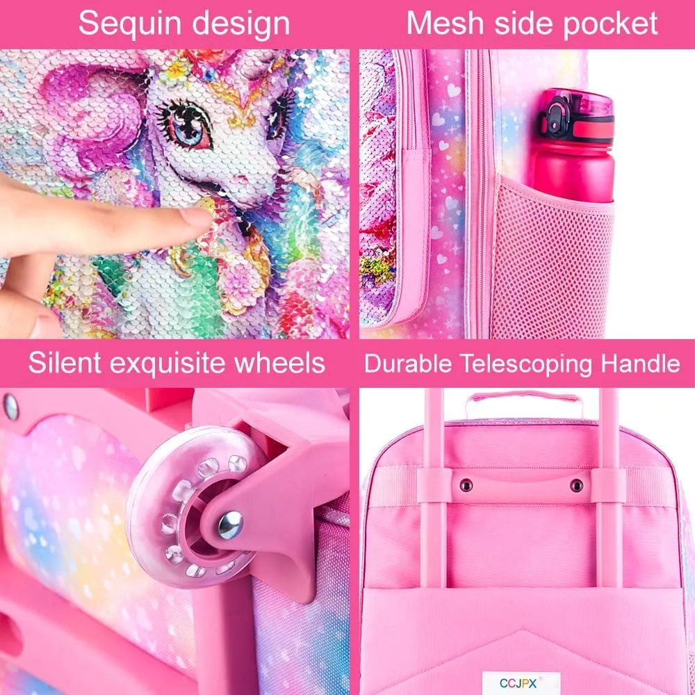 Girls Luggage, 18" Kids Carry on Suitcase With Wheels, Unicorn Suitcases for Toddler Children(Pink)