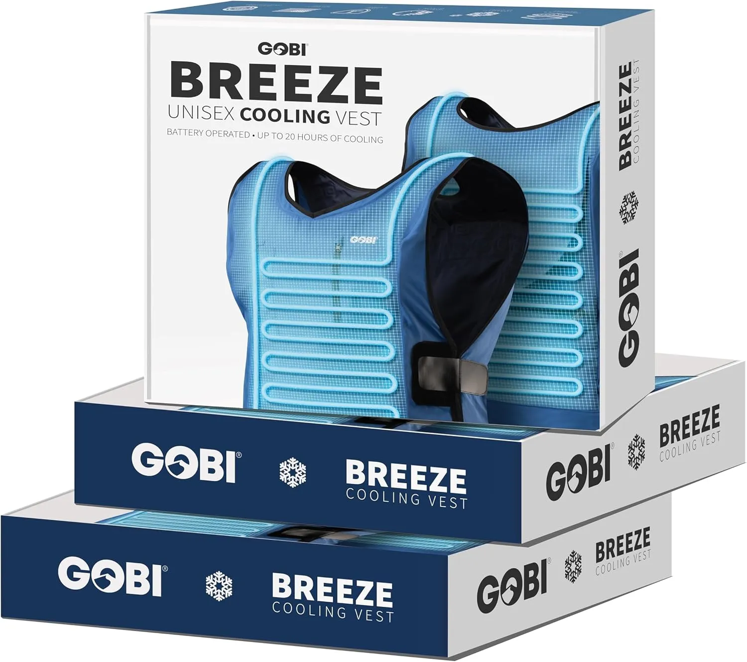 Gobi Heat Breeze Unisex Cooling Vest, Whisper-Quiet Pump, Adjustable Fit, 10,000mAh 20 Hour Battery, 5 Reusable Ice Core Bags